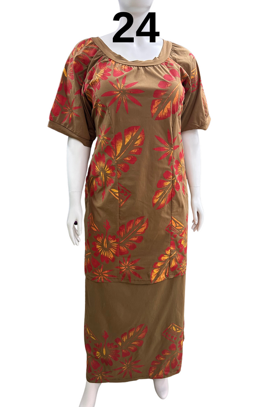 BROWN AND RED PULETASI - SIZE 24