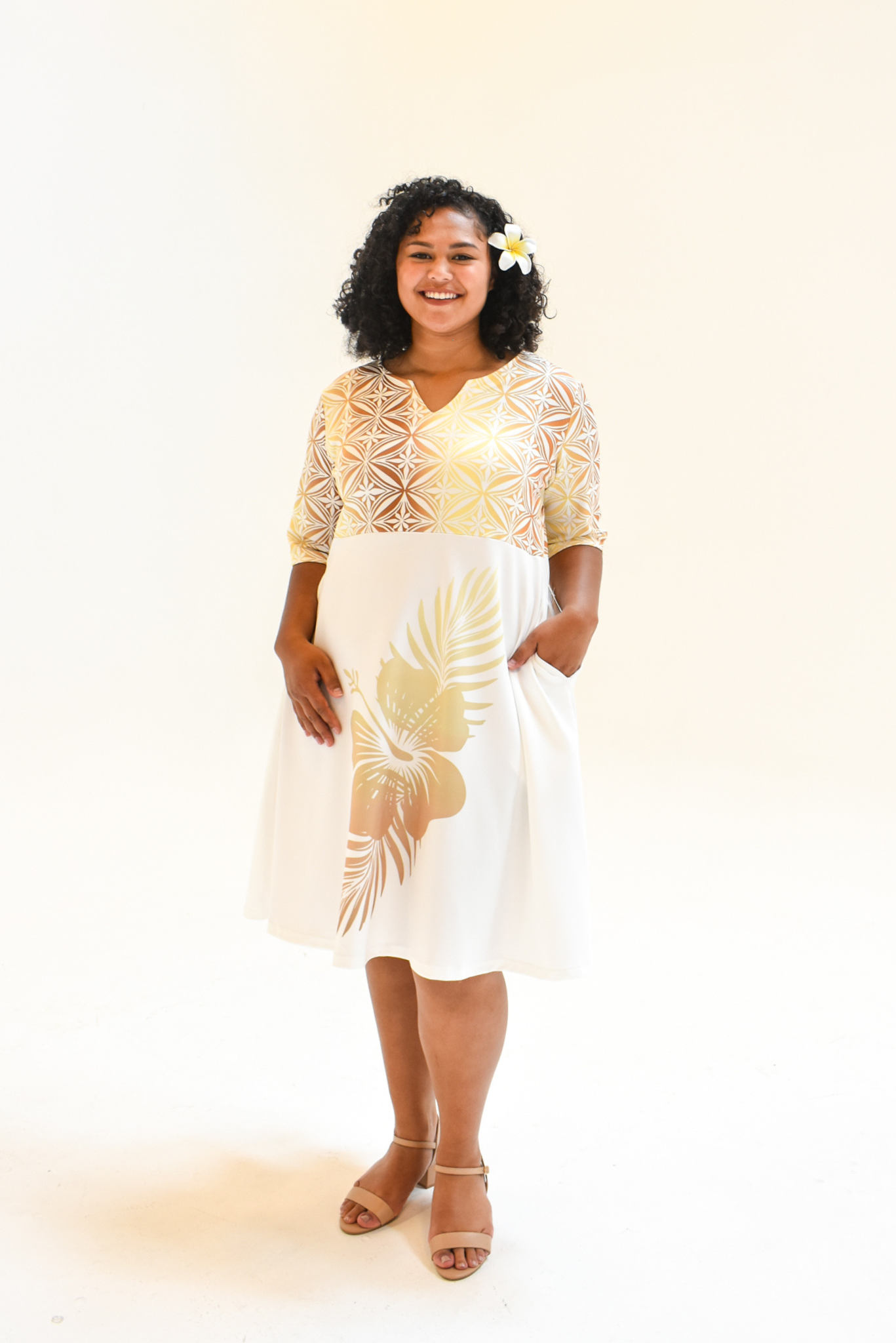 SERENA DRESS - ONE QUARTER SLEEVE MIDI DRESS