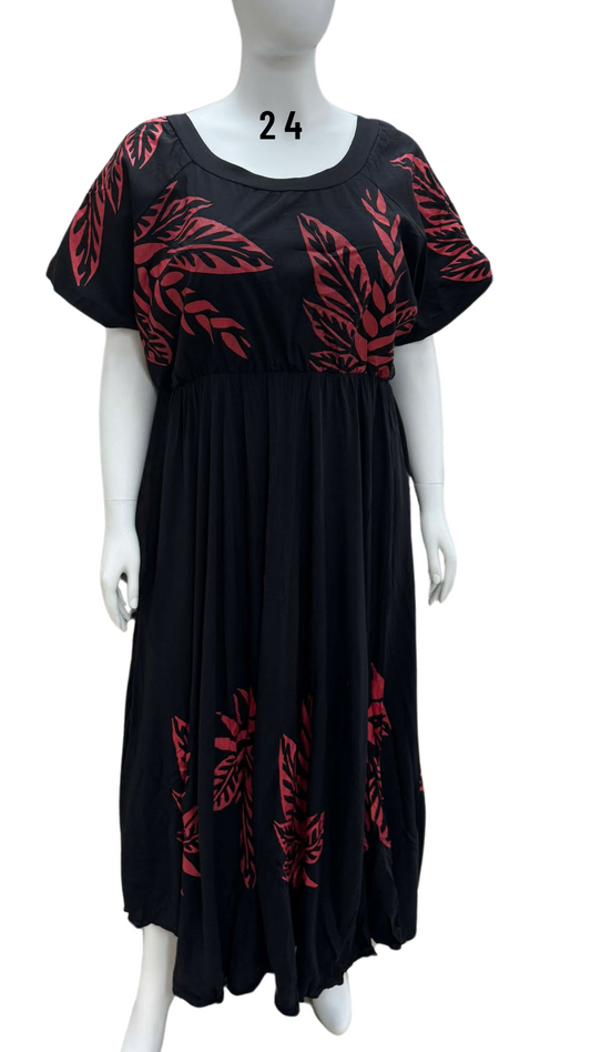 BLACK & RED HIGH WAISTED DRESS - SIZE 24