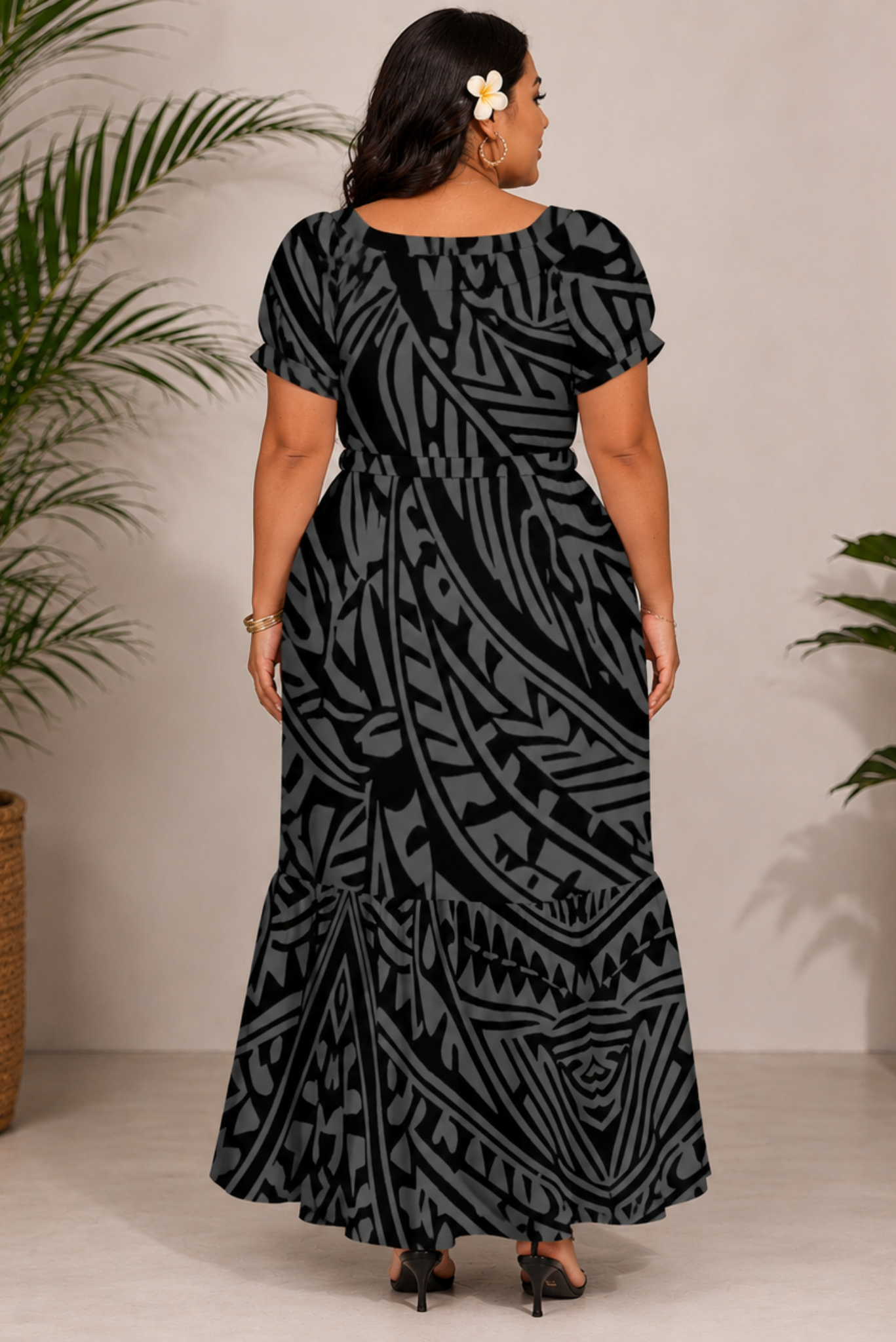 (PRE-ORDER) MALIA DRESS - HIGHWAIST FLOWY DRESS - BLACK & GREY
