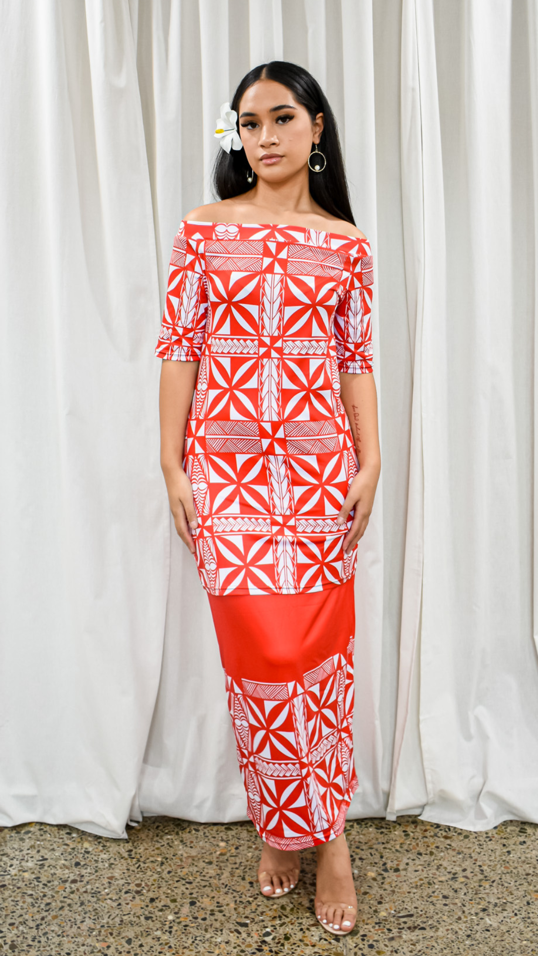 AUTE PULETASI DRESS - RED AND WHITE