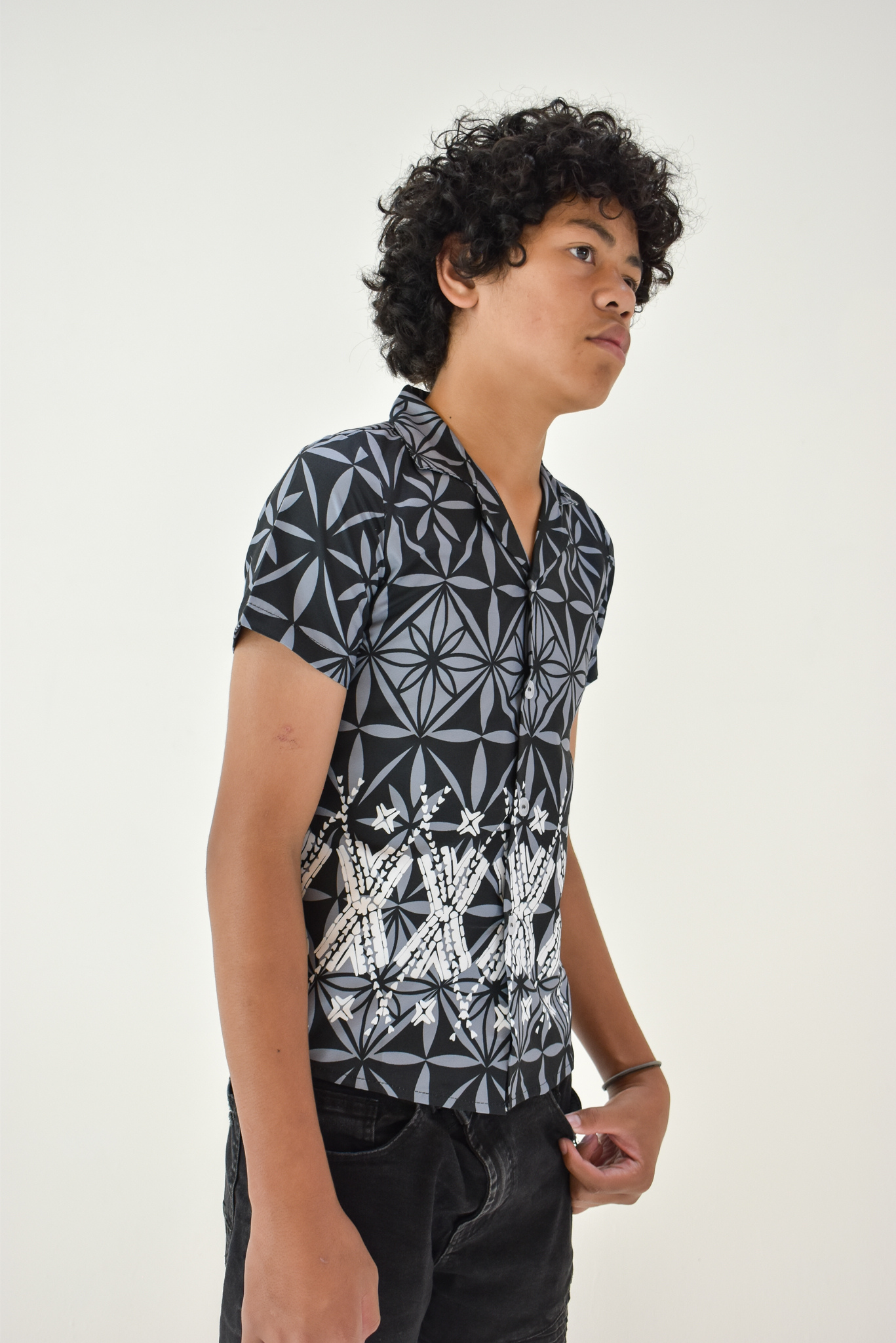 MONA BOYS SHIRT - COLLARED SHIRT - BLACK & GREY