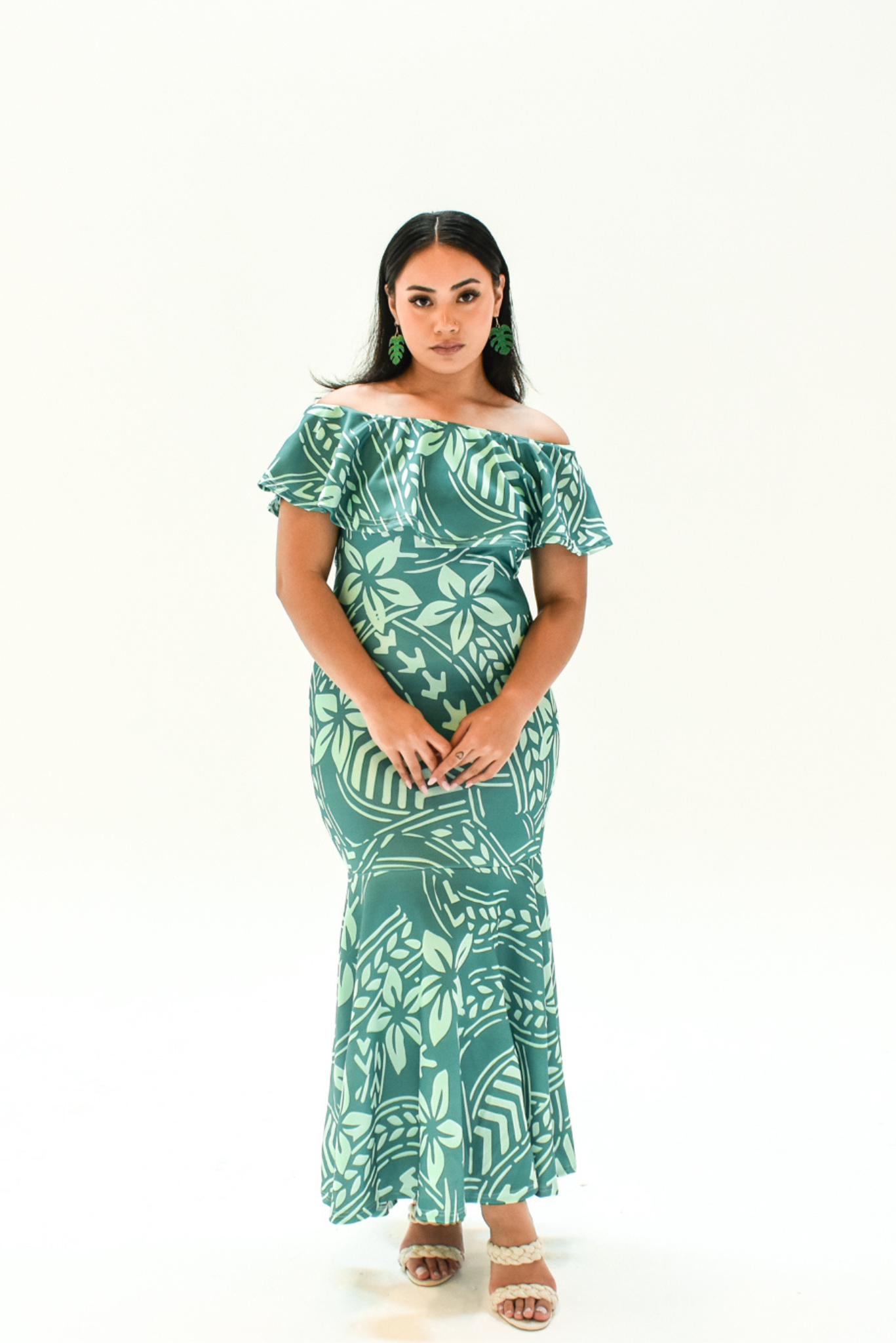 SILIVIA DRESS - OFF SHOULDER FRILL MAXI DRESS