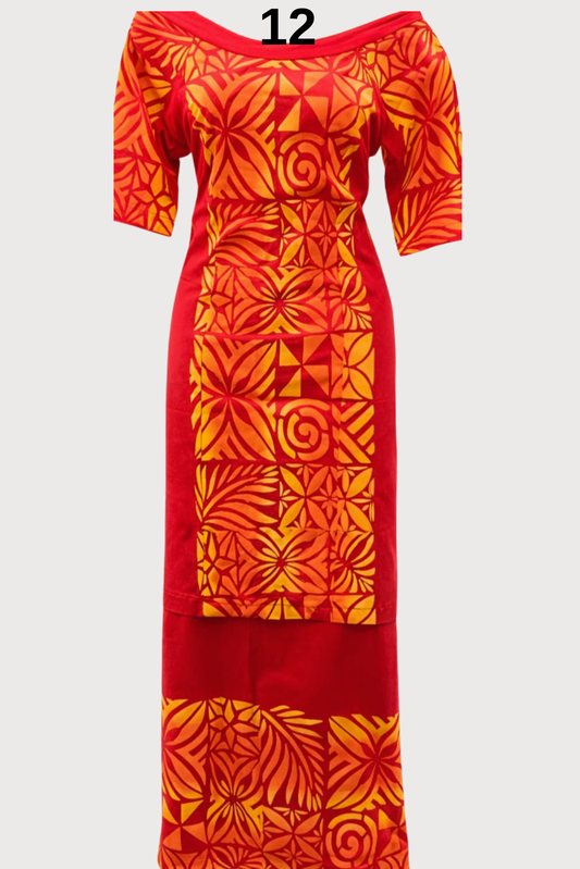 ORANGE & RED PULETASI - SIZE 12