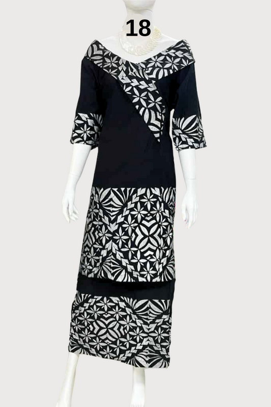 BLACK & SILVER PULETASI - SIZE 18