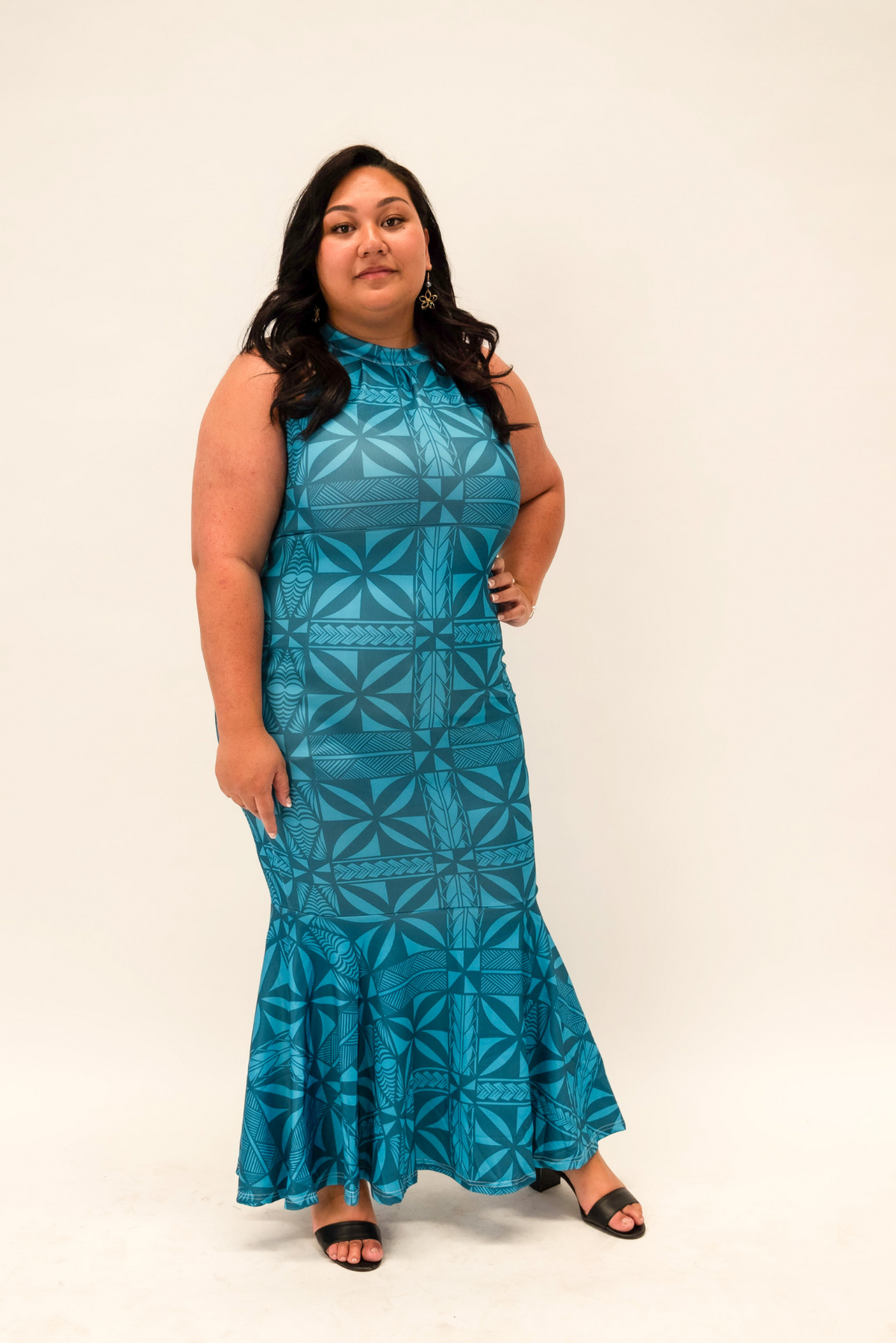 (PRE-ORDER) MATIE DRESS - HALTER NECK WITH FLARE DRESS - TEAL BLUE