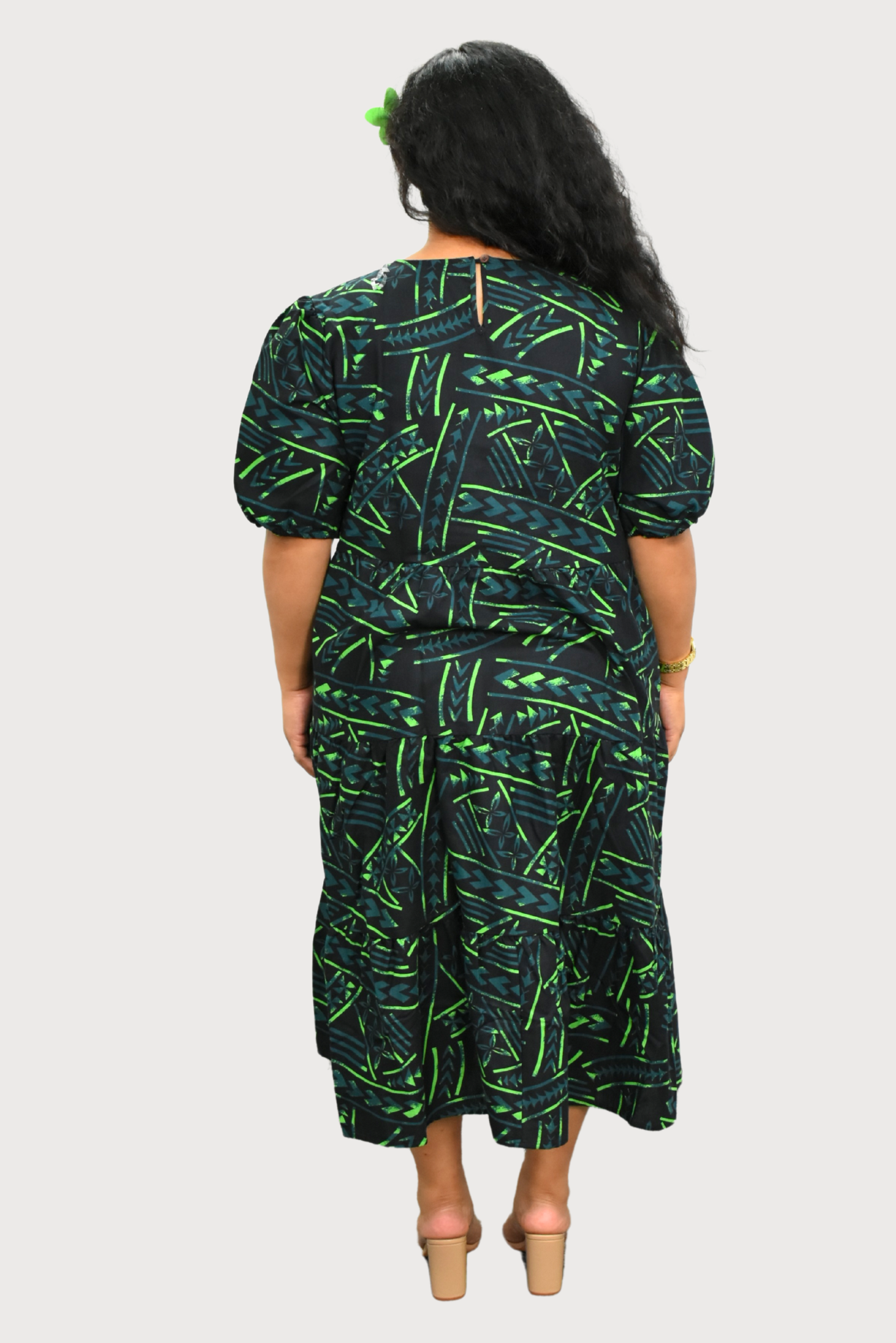 DIANA DRESS - HIGH WAIST DRESS - BLACK & GREEN