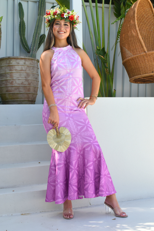 (PRE-ORDER) DRESS - HEREANI HALTER MAXI DRESS - OMBRE PURPLE