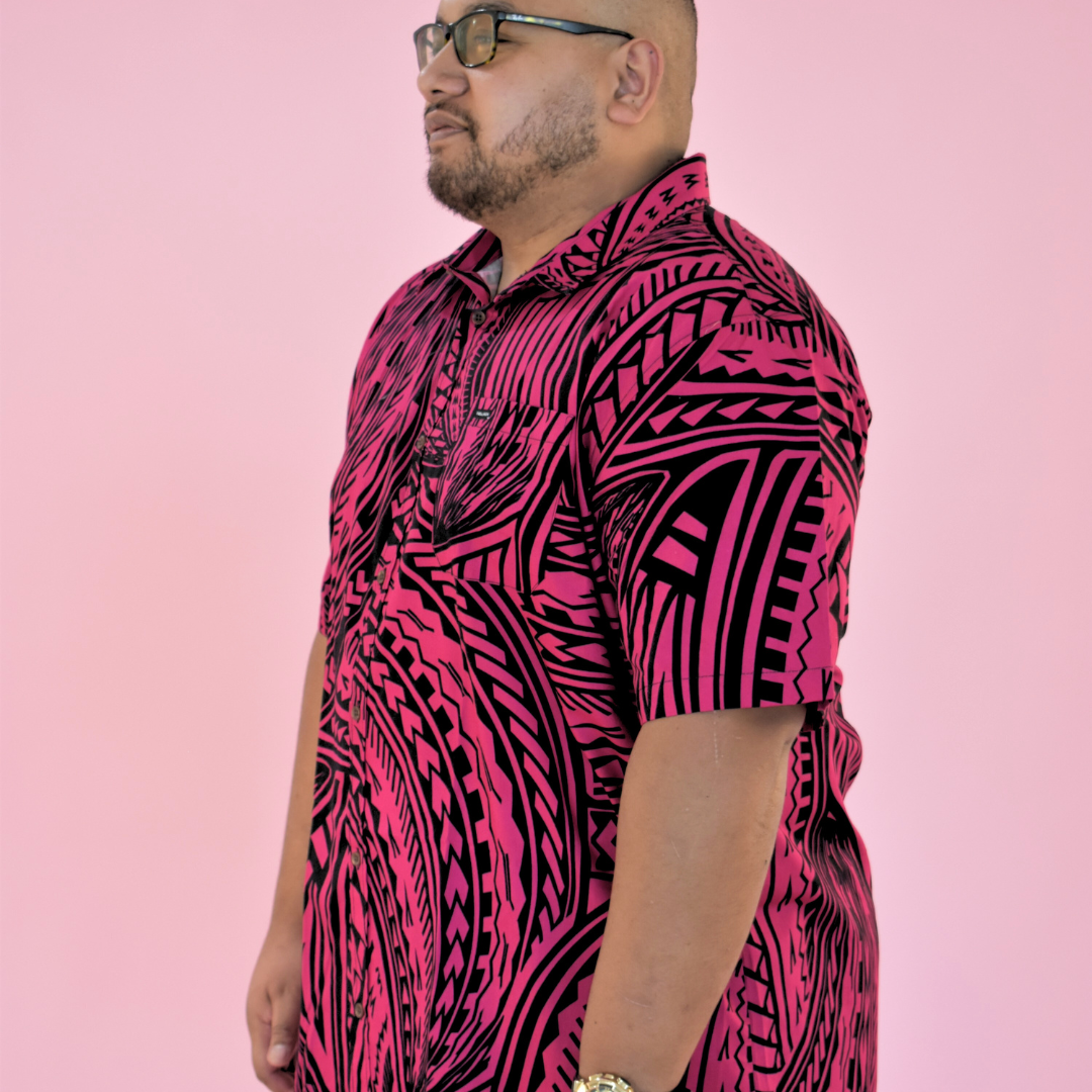 SIONE SHIRT - COLLARED BUTTON UP - PINK 5XL
