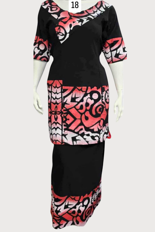 BLACK & RED PULETASI - SIZE 18