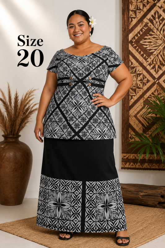 BLACK & WHITE PULETASI SIZE 20