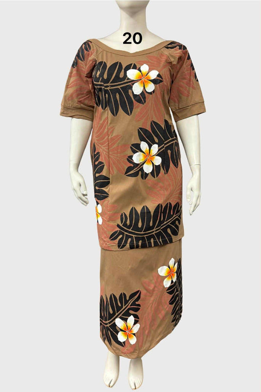 BROWN & BLACK FLORAL PULETASI - SIZE 20