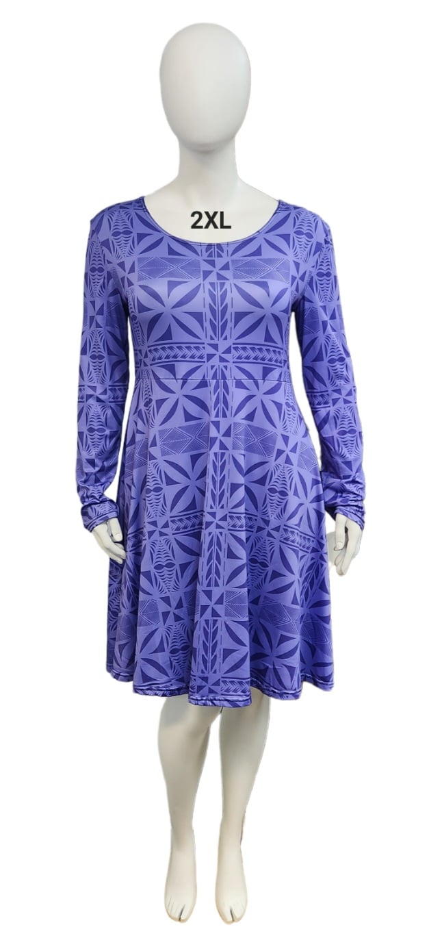 PURPLE ONE OFF DRESS WITH LONG SLEEVES -SIZE 2XL