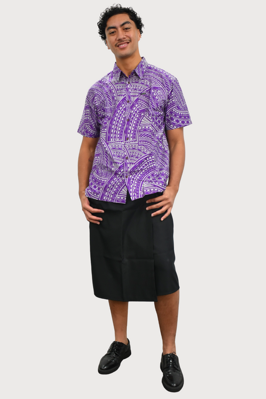 MARCUS SHIRT - COLLARED BUTTON UP - PURPLE & GREY