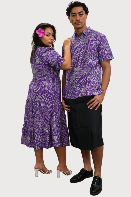 MARCUS SHIRT - COLLARED BUTTON UP - PURPLE & GREY
