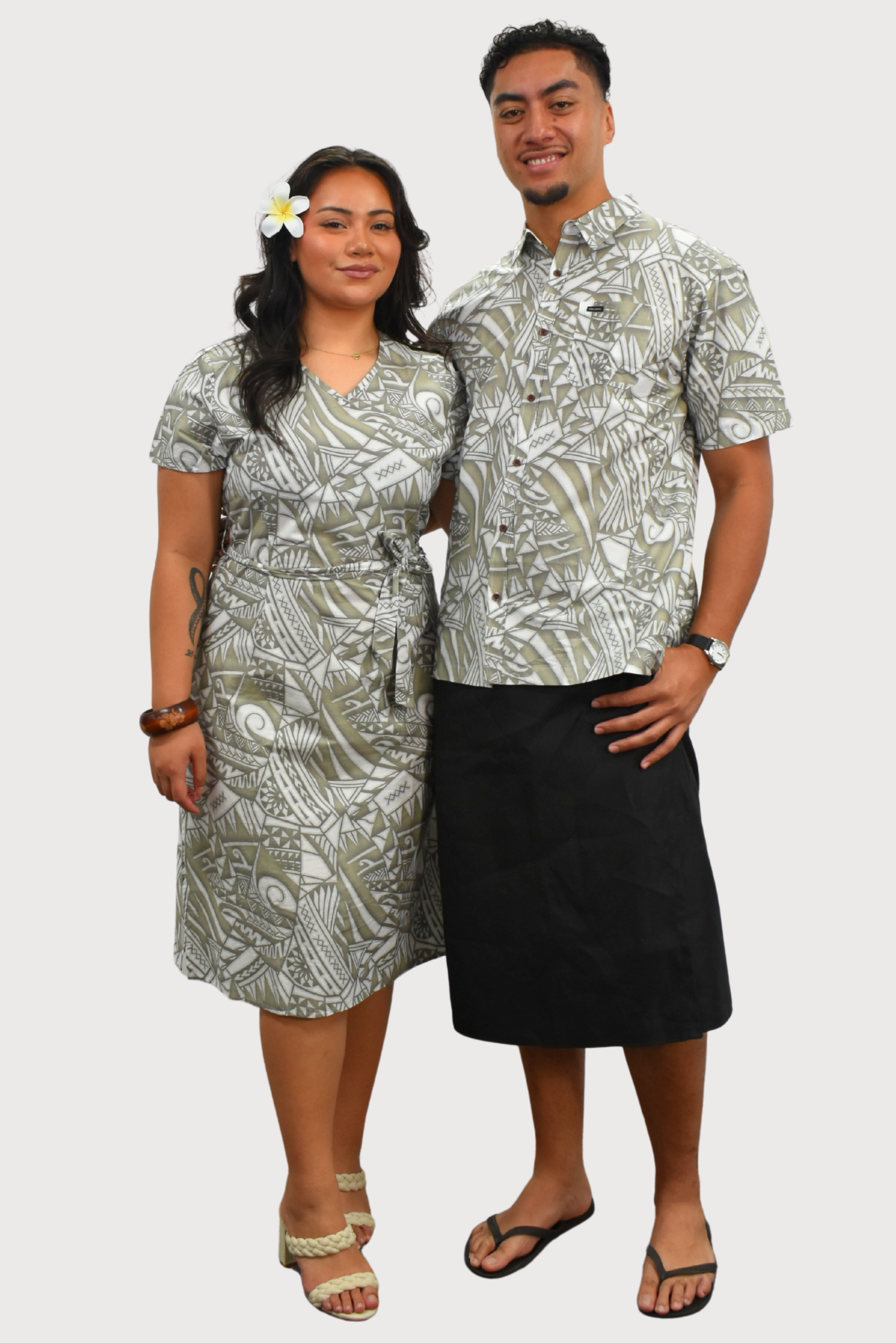 MARIAH DRESS - MIDI DRESS - GREY & WHITE