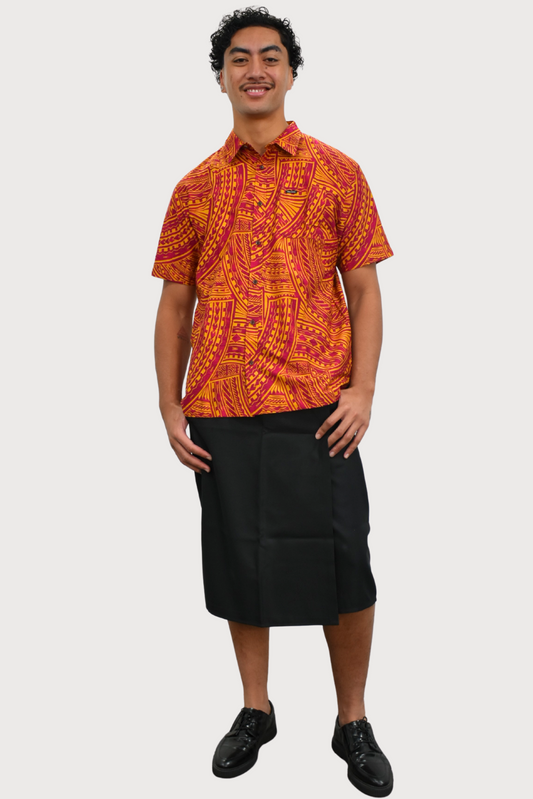 MARCUS SHIRT - COLLARED BUTTON UP - RED & ORANGE