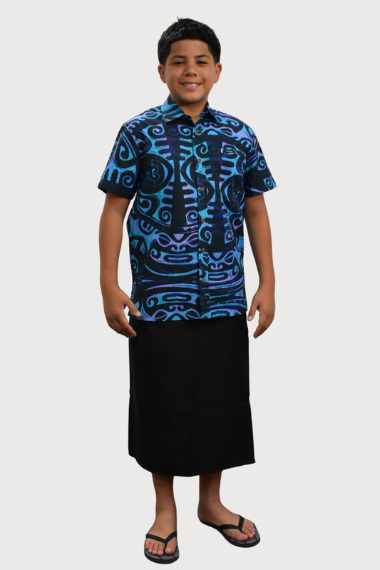 LEVI BOYS SHIRT - COLLARED SHIRT - BLUE & BLACK