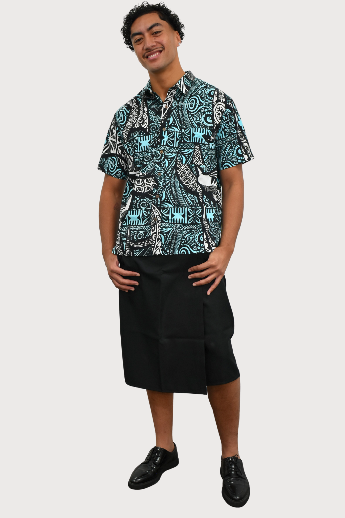 SETH SHIRT - COLLARED BUTTON UP - BLUE, WHITE & BLACK