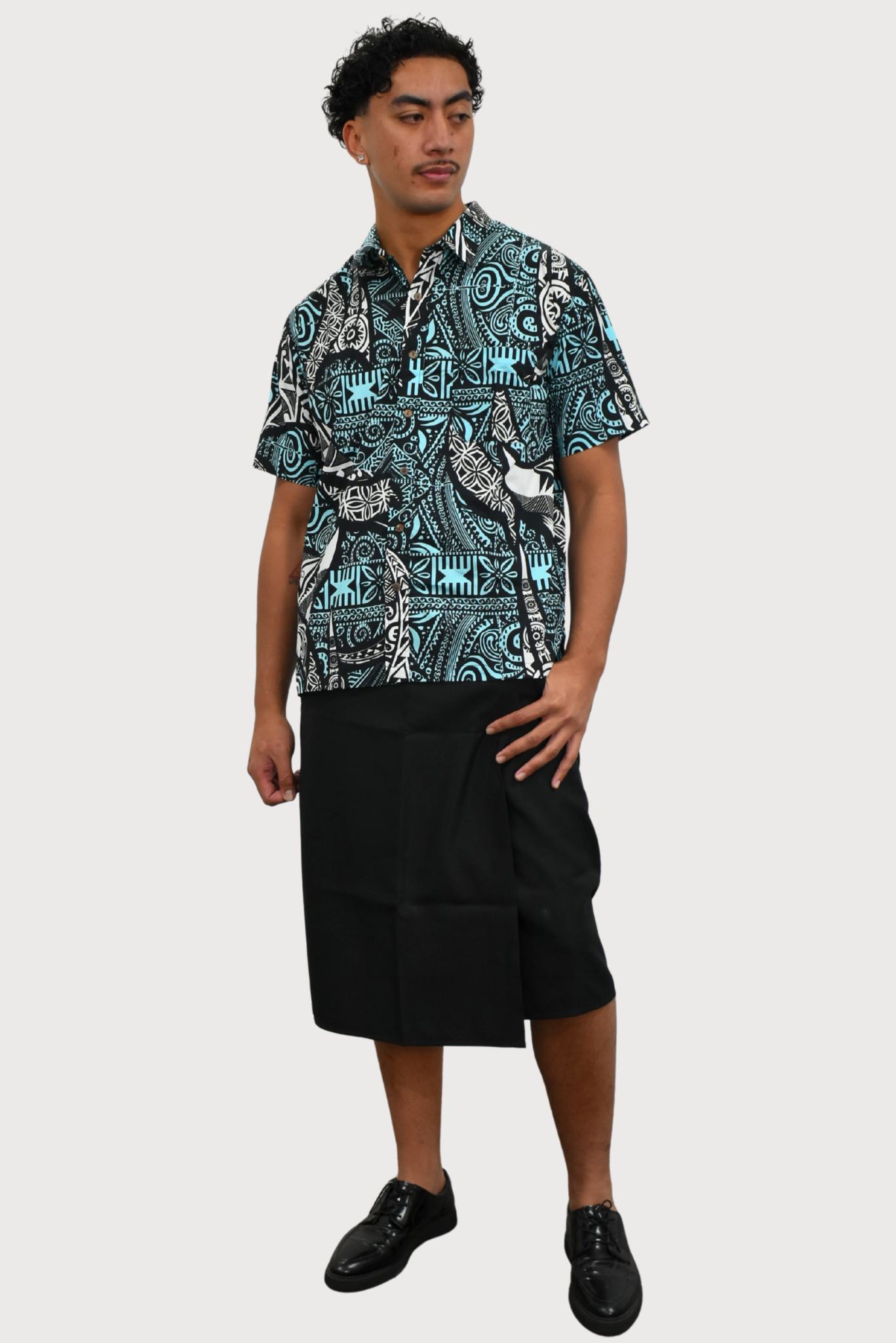 SETH SHIRT - COLLARED BUTTON UP - BLUE, WHITE & BLACK