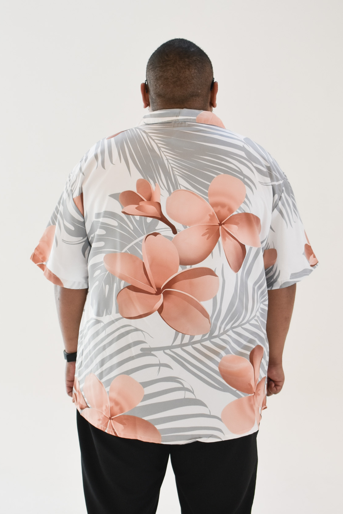 MALOSI SHIRT - COLLARED BUTTON UP SHIRT - WHITE & BROWN FLORAL PATTERN
