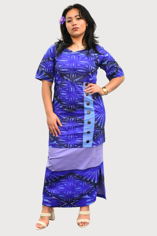 PURPLE & BLACK ROUND NECK PULETASI