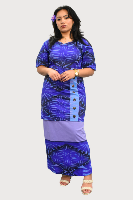 PURPLE & BLACK ROUND NECK PULETASI