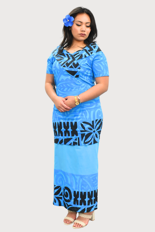 BLUE & BLACK V-NECK NECK PULETASI