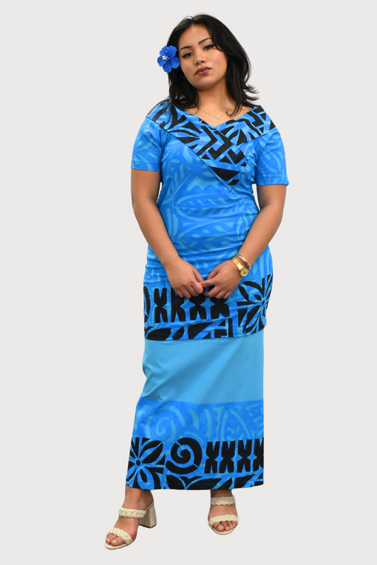 BLUE & BLACK V-NECK NECK PULETASI