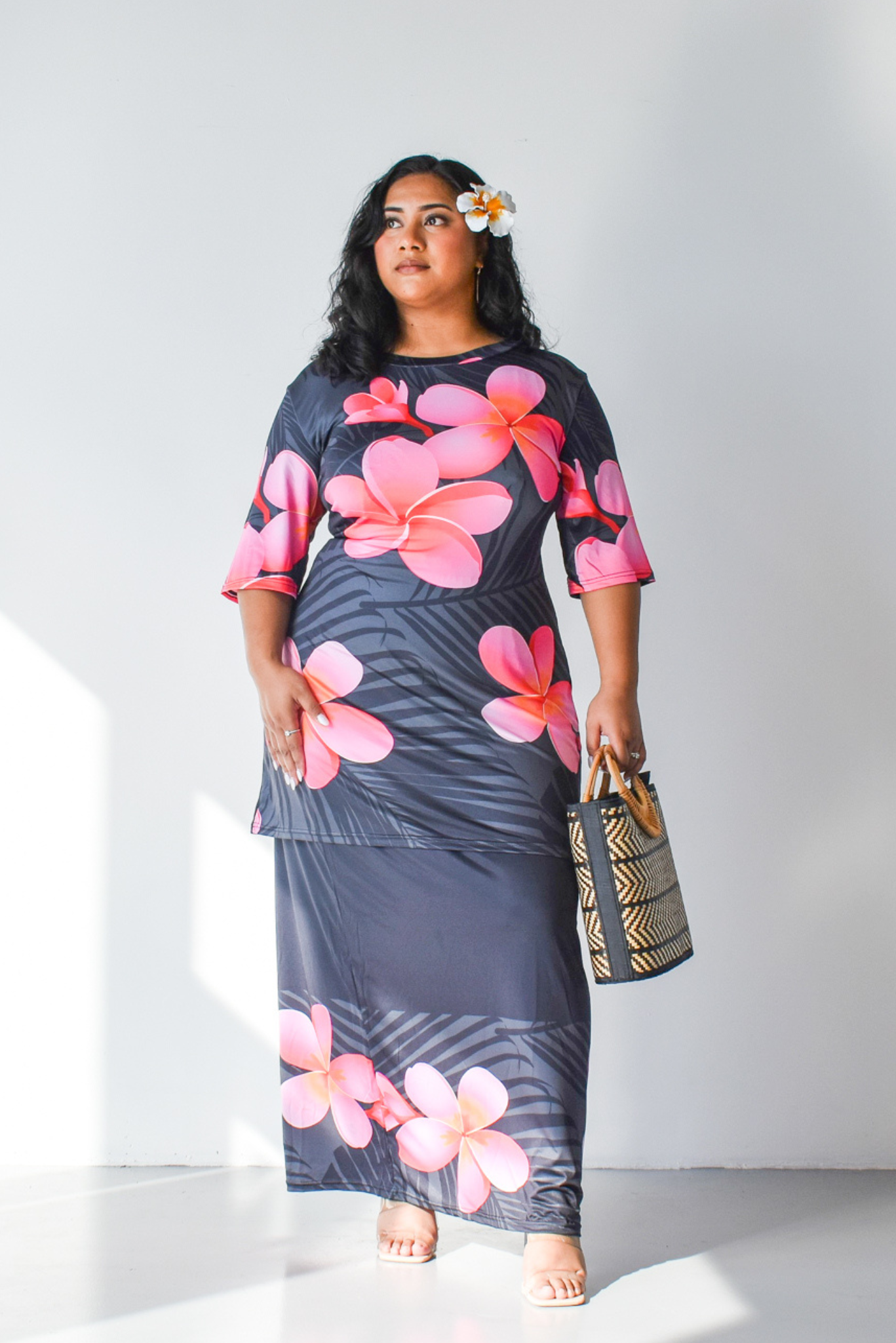 FLORA PULETASI DRESS - BLACK & PINK