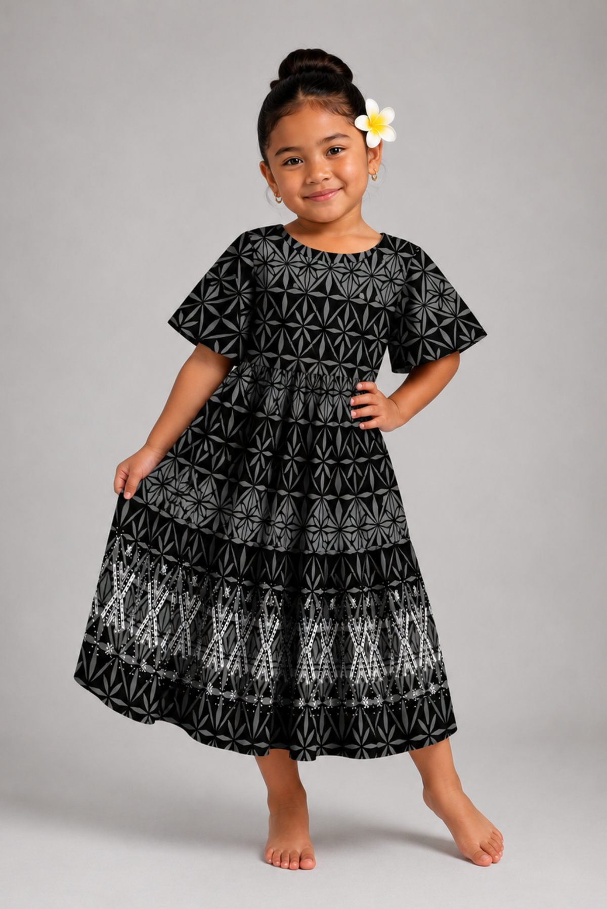(PRE-ORDER) GIRLS DRESS - FLOWY DRESS - BLACK & GREY
