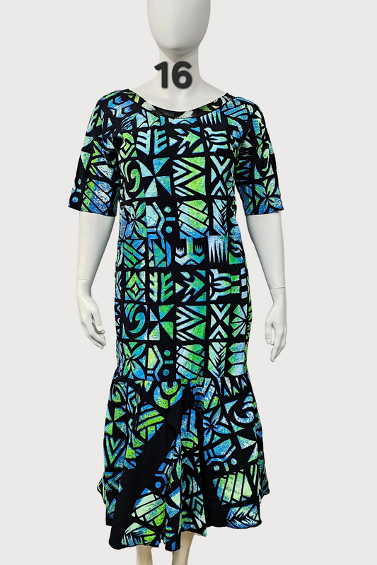 BLACK, BLUE & GREEN MERMAID DRESS - SIZE 16
