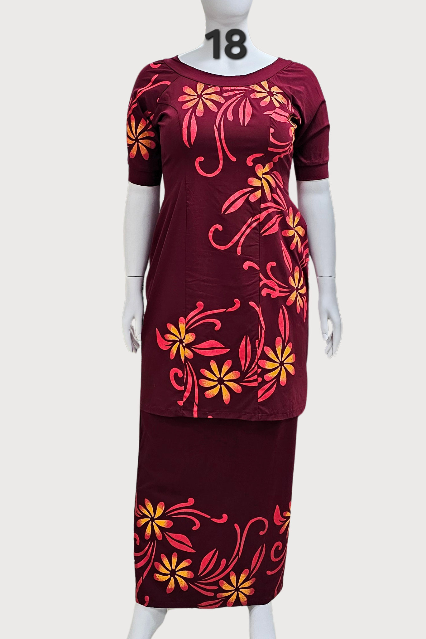 MAROON & RED PULETASI - SIZE 18
