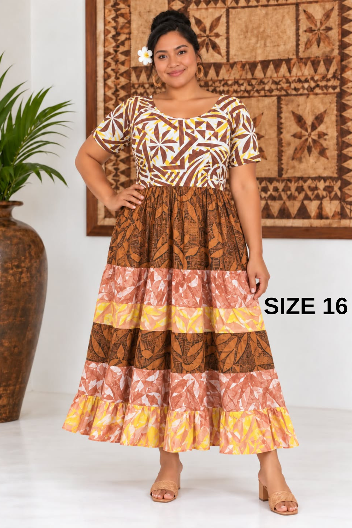 Brown Layered Dress Size 16