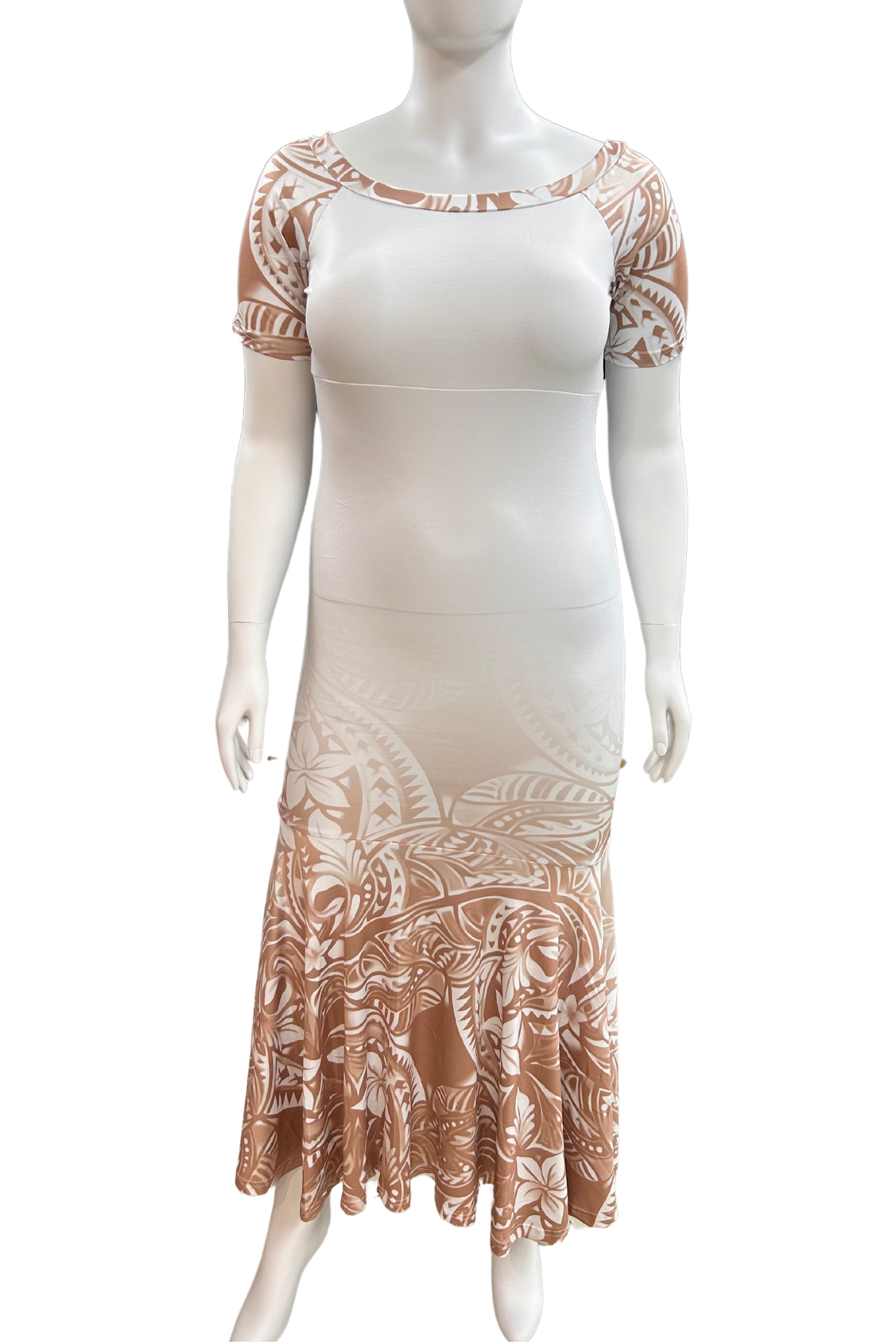 WHITE AND BROWN MAXI DRESS - MULTIPLE SIZES AVAILABLE