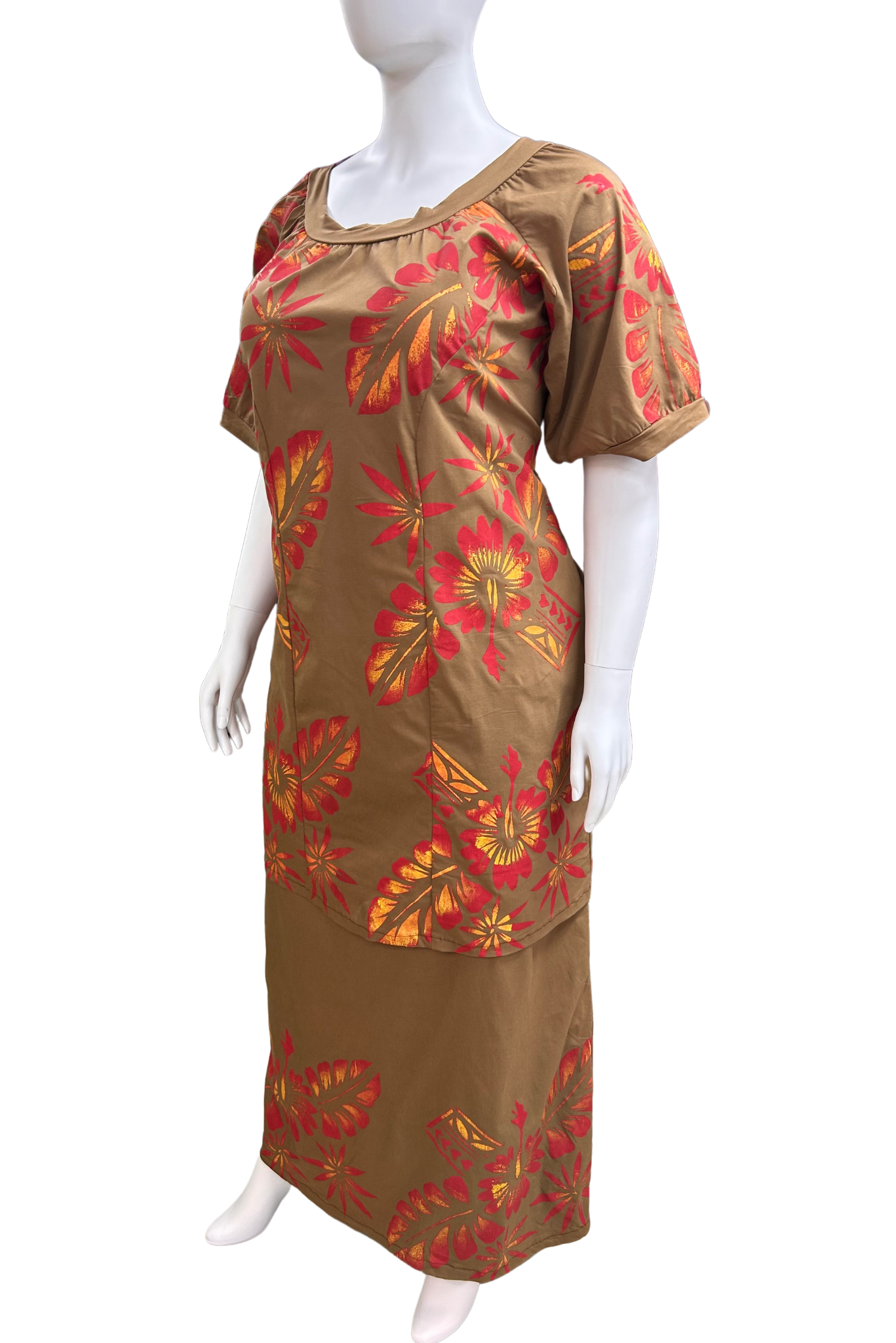 BROWN AND RED PULETASI - SIZE 24