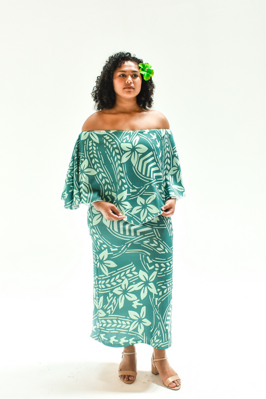 SILIVIA DRESS - CAPE MAXI DRESS - GREEN FLORAL