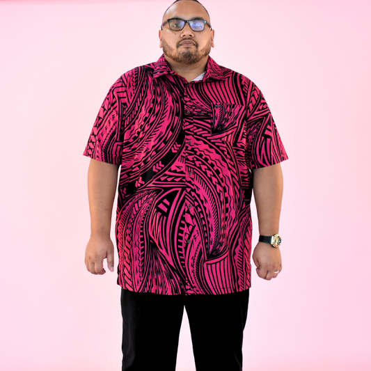 SIONE SHIRT - COLLARED BUTTON UP - PINK 5XL