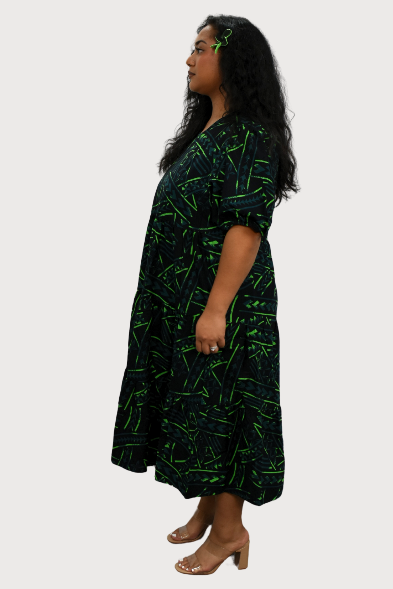 DIANA DRESS - HIGH WAIST DRESS - BLACK & GREEN