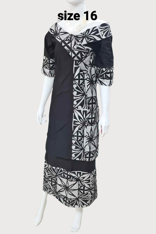 BLACK & SILVER PULETASI - SIZE 16