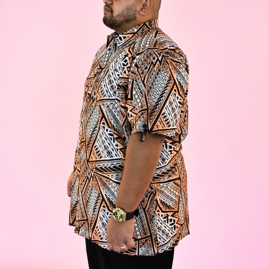 Brown Fijian Men Shirt - Size 4XL