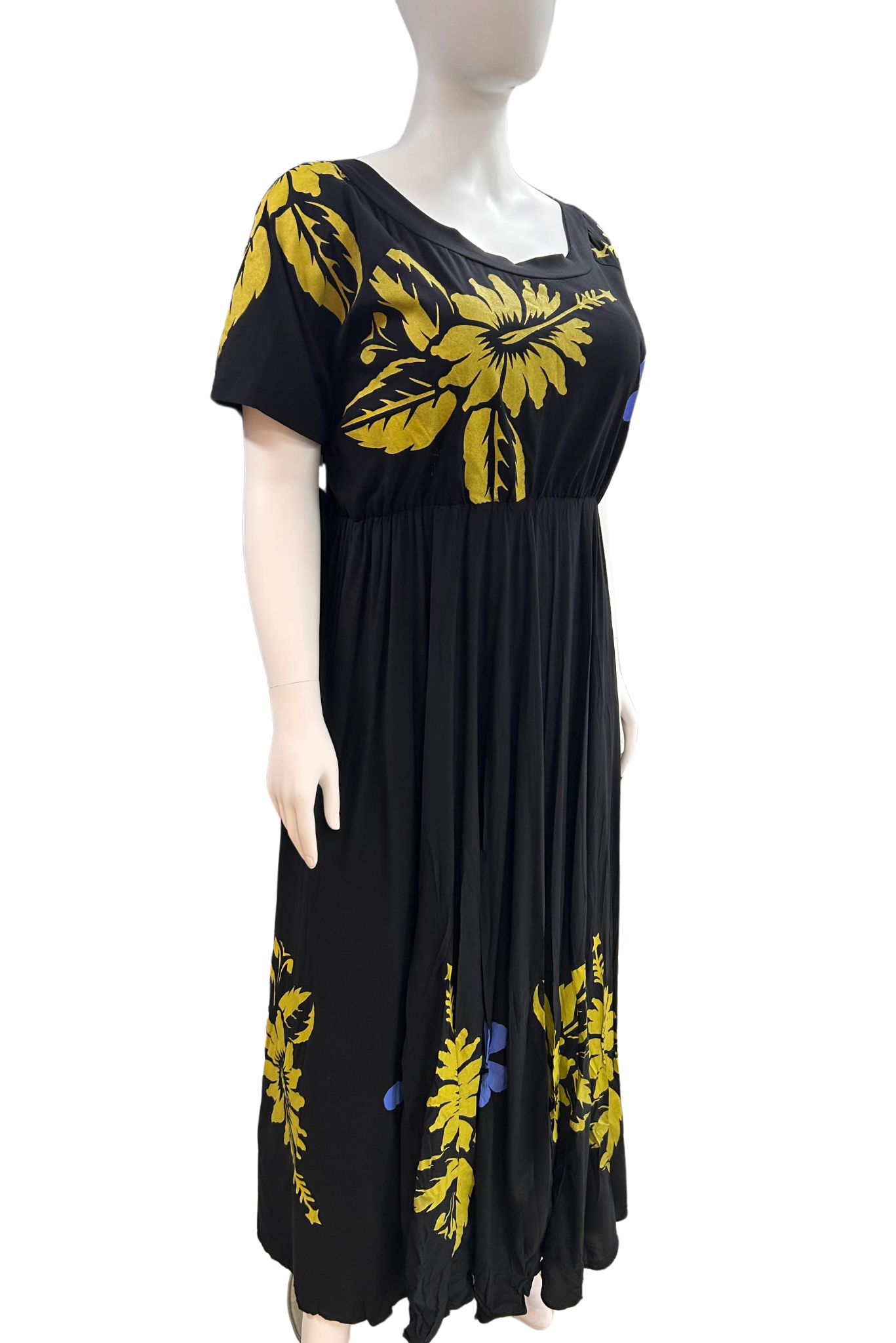 BLACK AND YELLOW HIGHWAISTED DRESS - SIZE 20