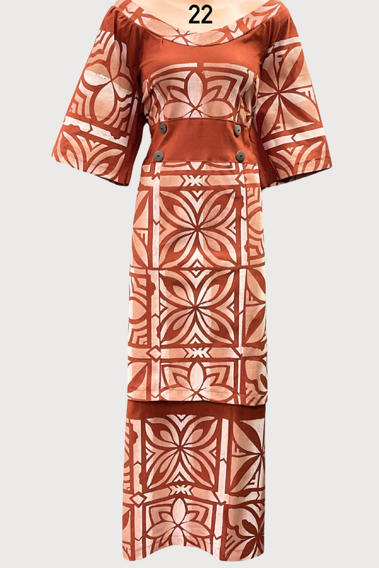 BROWN & WHITE PULETASI - SIZE 22