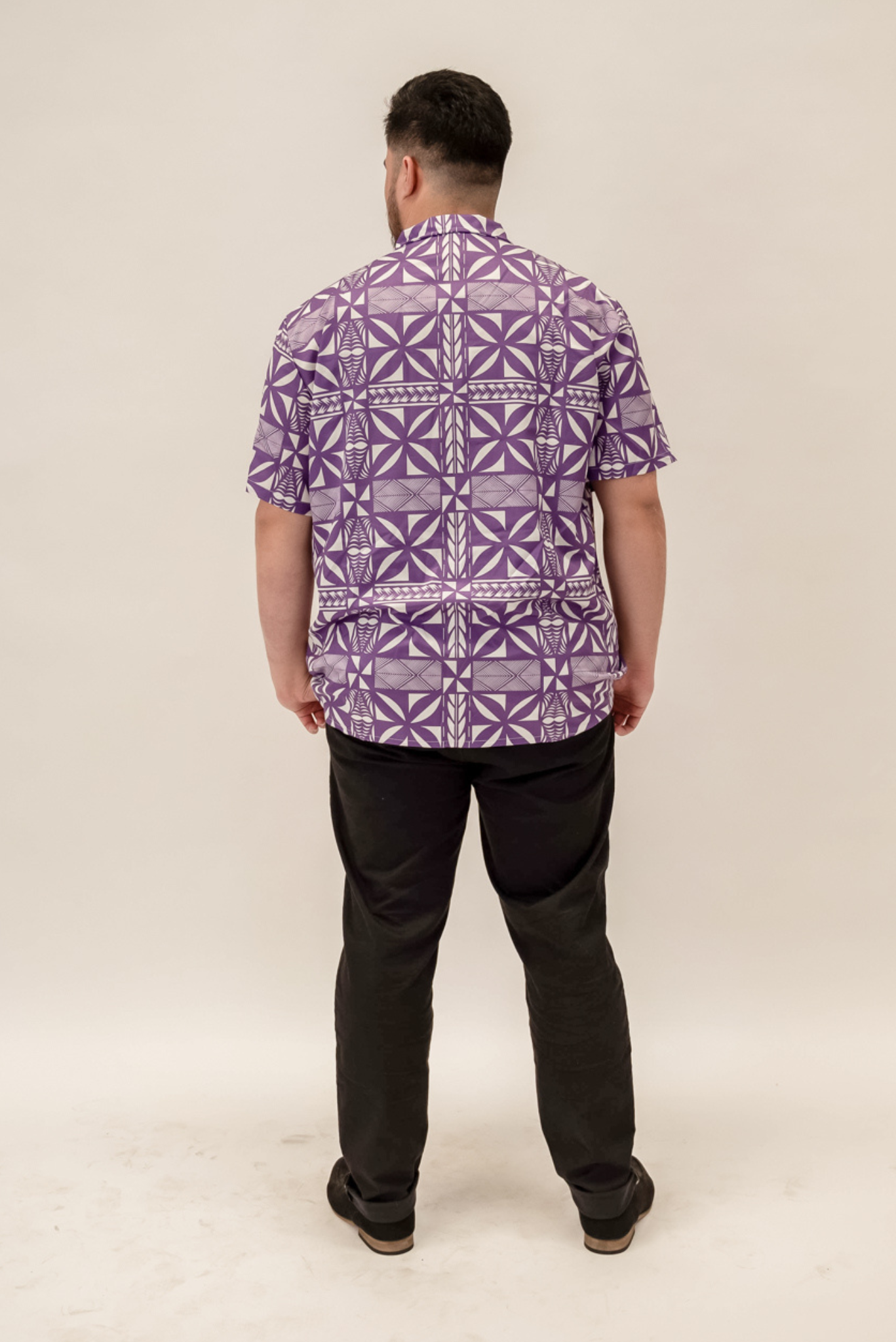 FETU SHIRT - COLLARED BUTTON UP SHIRT - PURPLE & WHITE