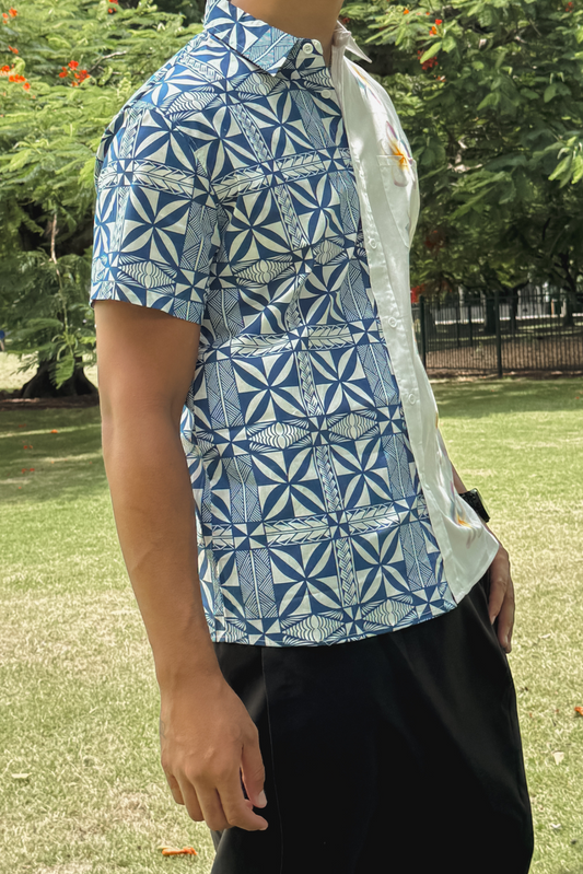 TAMA SHIRT - BLUE AND WHITE COLLARED MENS SHIRT