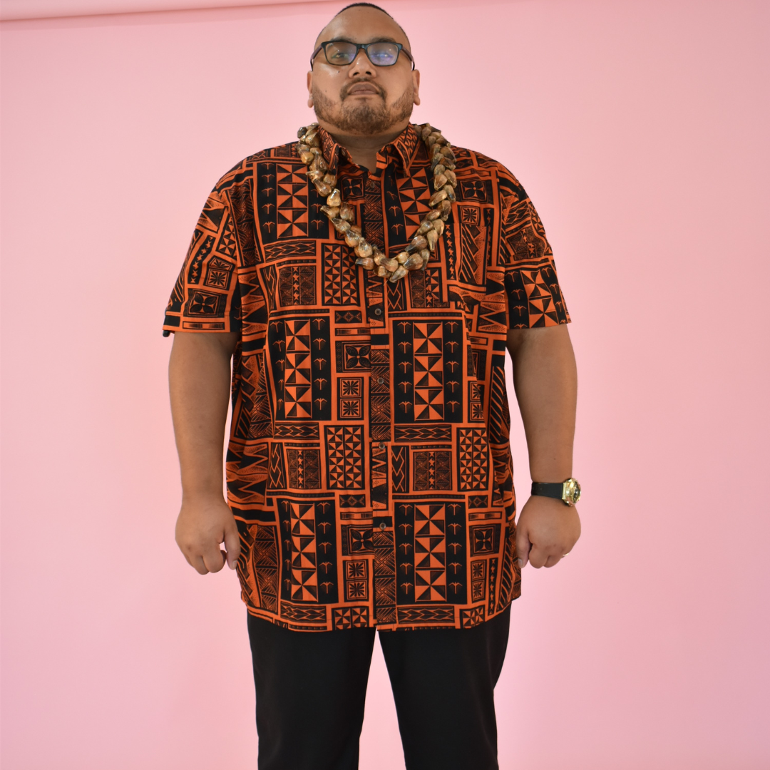 SIONE SHIRT - COLLARED BUTTON UP - ORANGE