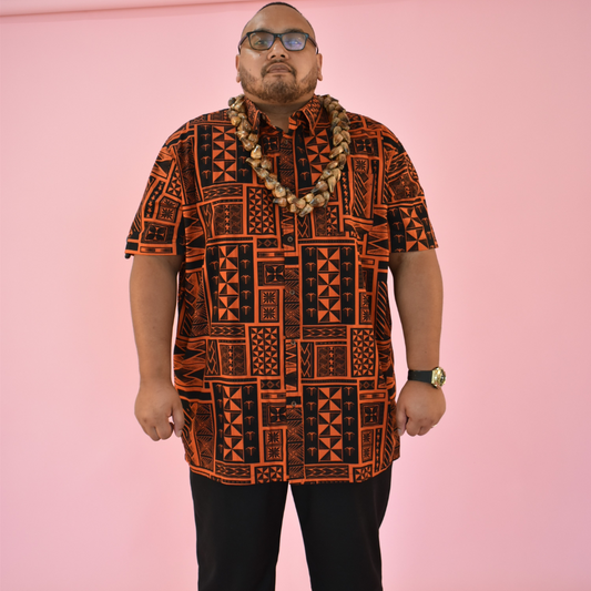 SIONE SHIRT - COLLARED BUTTON UP - ORANGE