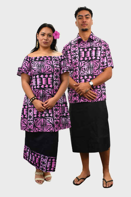 SHIRT - COLLARED BUTTON UP - PURPLE & BLACK