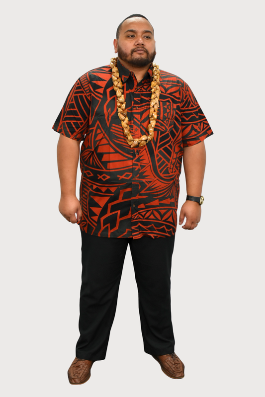 MAUI SHIRT - COLLARED BUTTON UP -  MAROON & BLACK