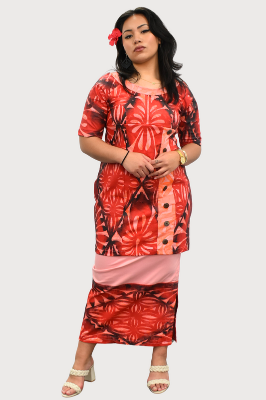 PINK & BLACK ROUND NECK PULETASI